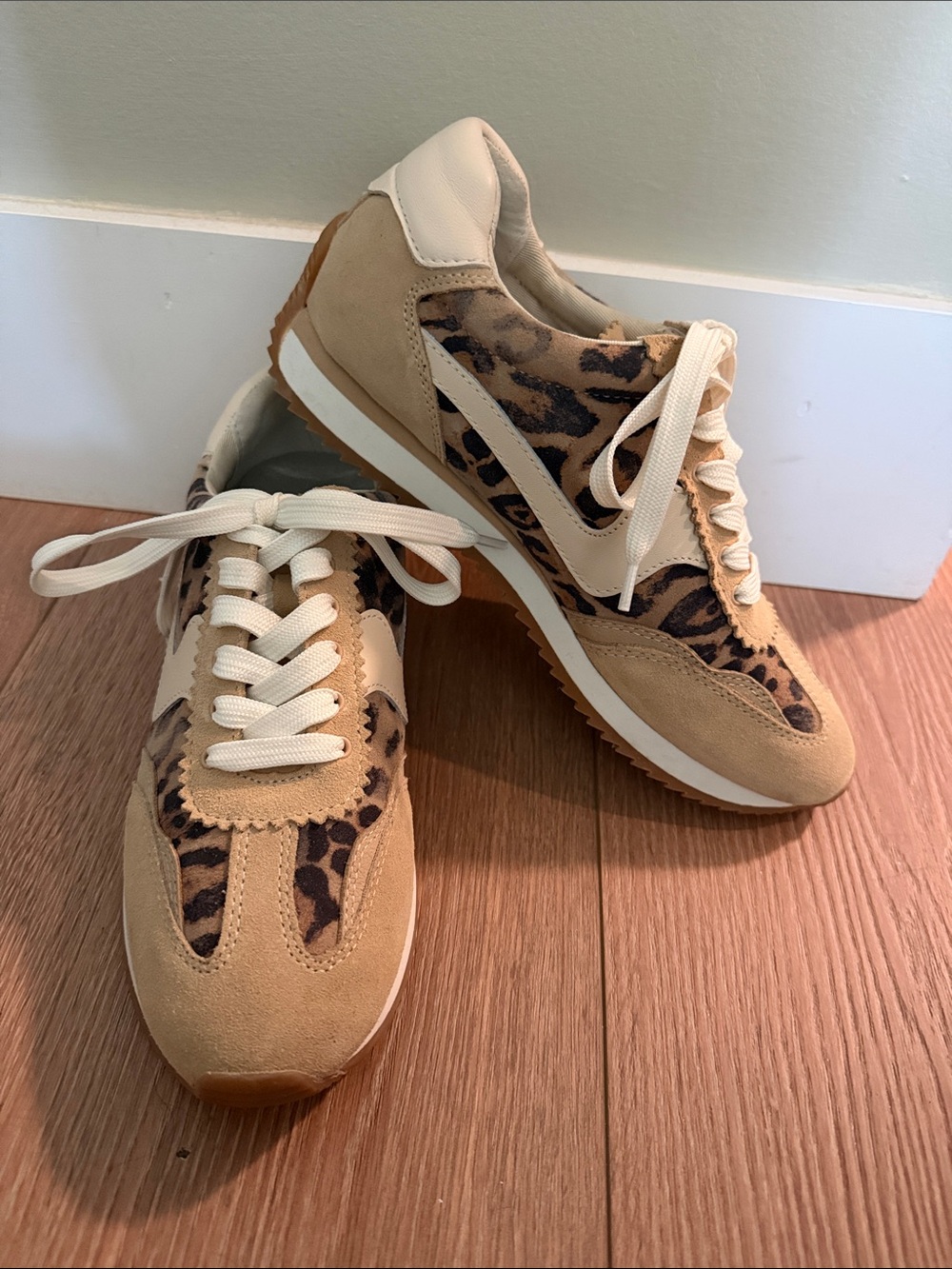 Dolce Vita Beige and Leopard Print Casual Sneakers